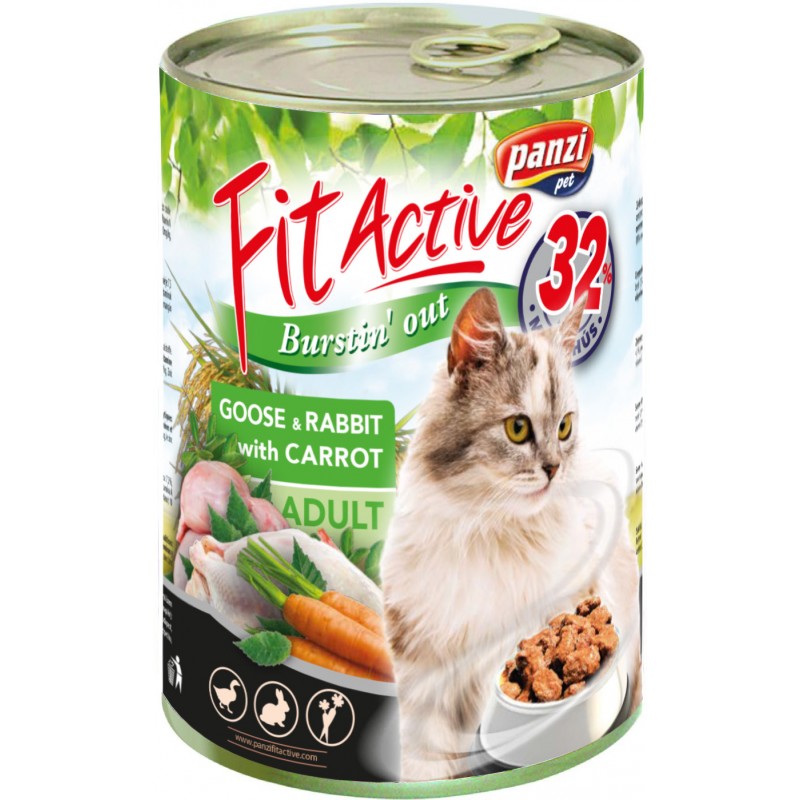 Hrana umeda pentru pisici adulte FitActive  gasca, iepure si morcovi 415 gr