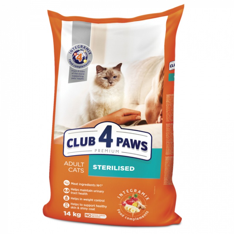 Hrana uscata pisici Club 4 Paws sterile 14 kg