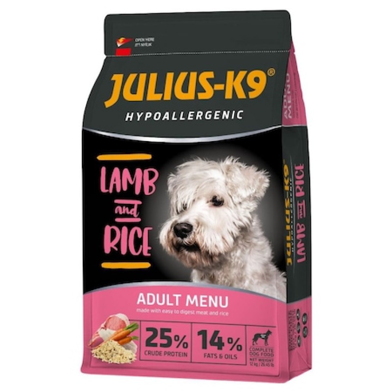 Hrana uscata pentru caini adulti Julius K9 hipoalergenic cu miel si orez 12 kg