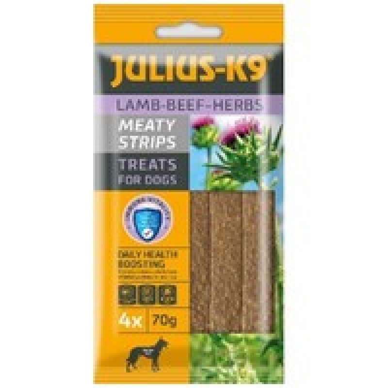 Suplimente pentru caini Julius K9 snacks cu miel, vita si plante 4 buc - 70 gr