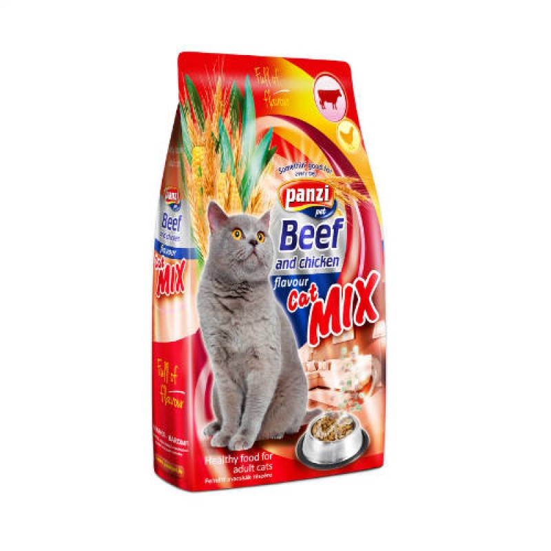 Hrana uscata pentru pisici Panzi cat mix cu vita 10 kg